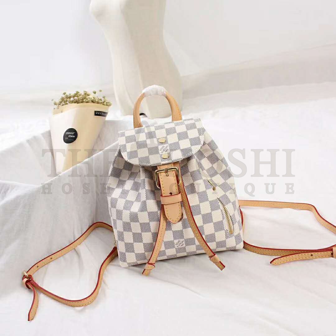 L0vis Vvtt0n LV Women Sperone BB Backpack in Damier Azur Canvas-Beige Master Quality
