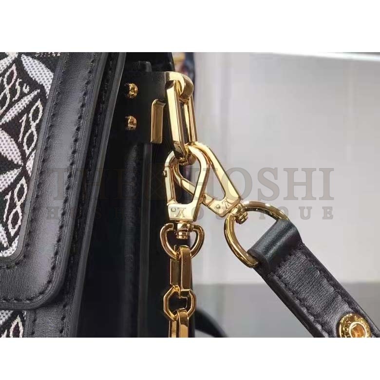 L0vis Vvtt0n LV Women Since 1854 Dauphine MM Handbag Black Monogram Flowers Cowhide Master Quality