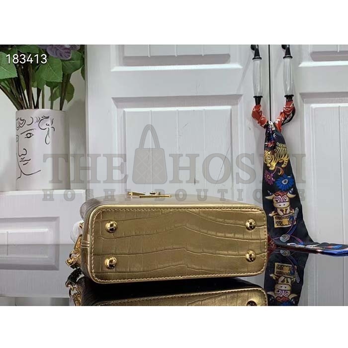 L0vis Vvtt0n LV Women Capucines Mini Handbag Forest Clearing High Shiny Alligator Leather Master Quality