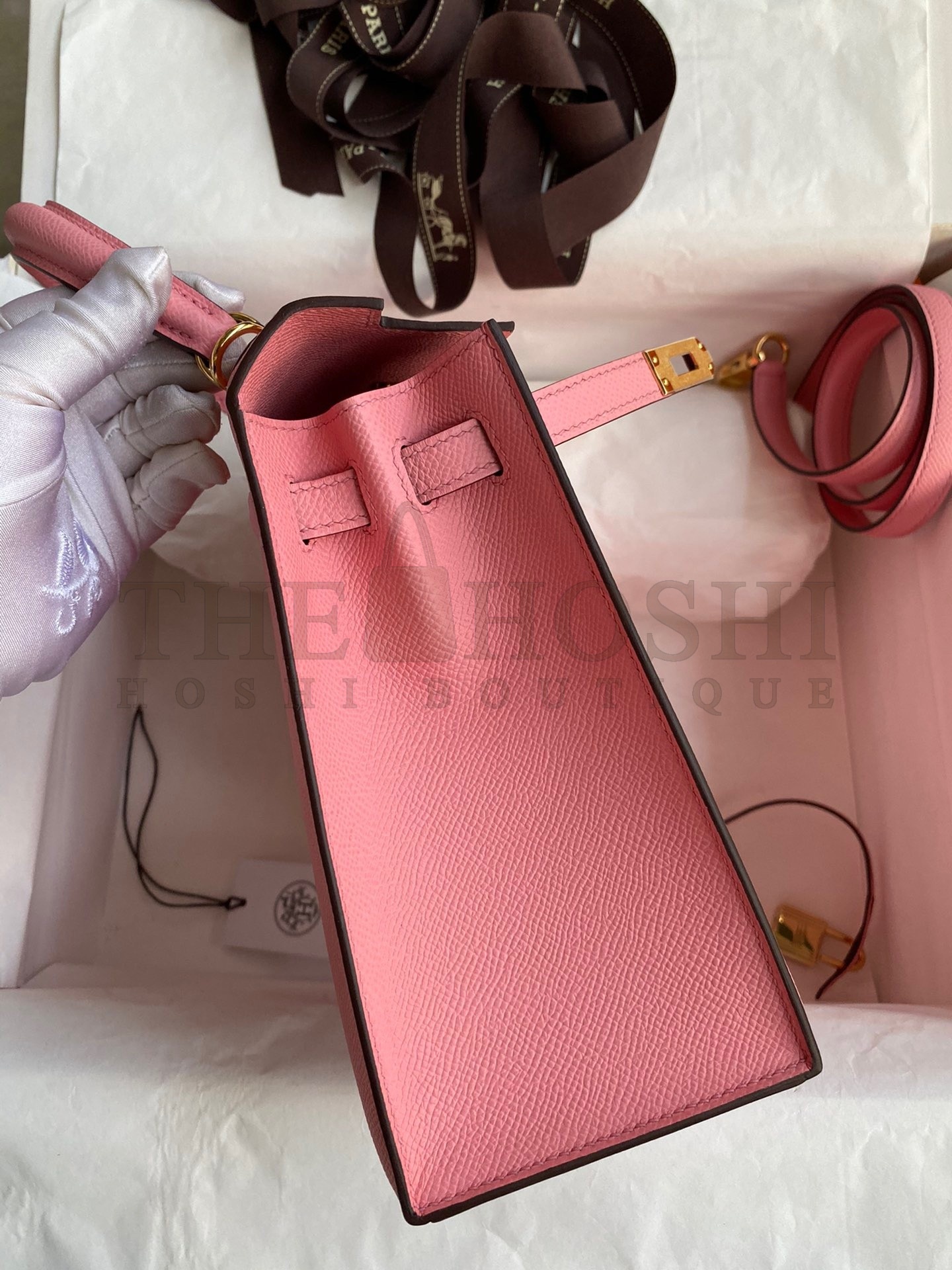 H**me5 Epsom Kelly 25cm Sellier Handmade Rose Confetti Bag Master Quality