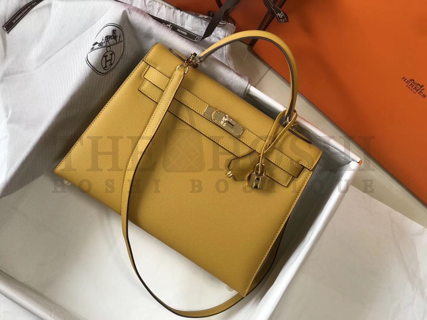 H**me5 Yellow Epsom Kelly 32cm Sellier Bag Master Quality