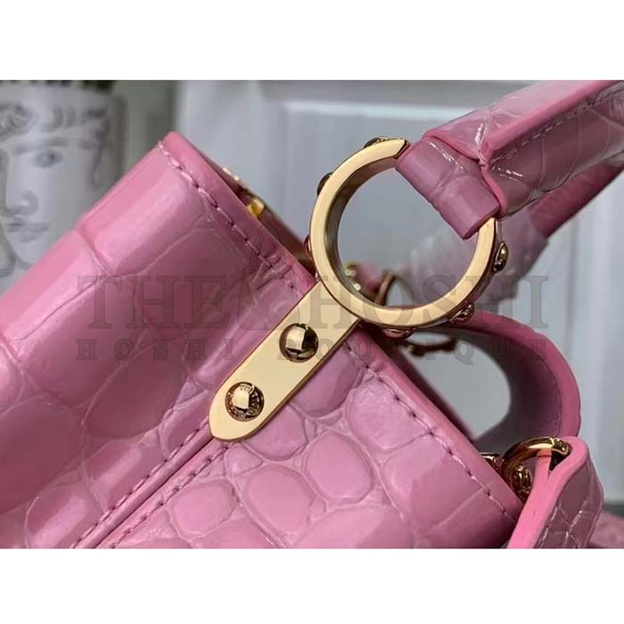 L0vis Vvtt0n LV Women Capucines Mini Handbag Pink Crocodilien Brillant Savoir Faire Master Quality