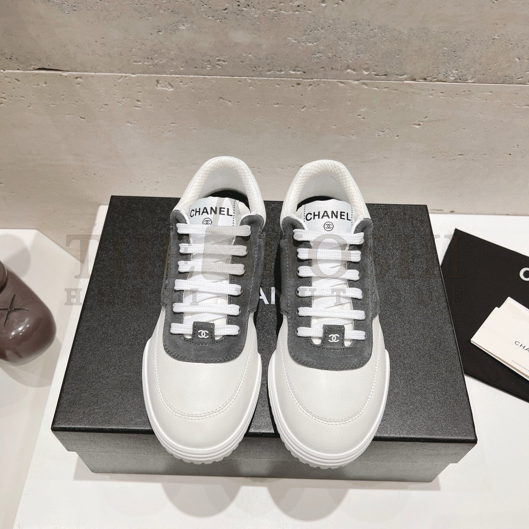 Ch**el WHITE AND GREY SNEAKERS Master Quality