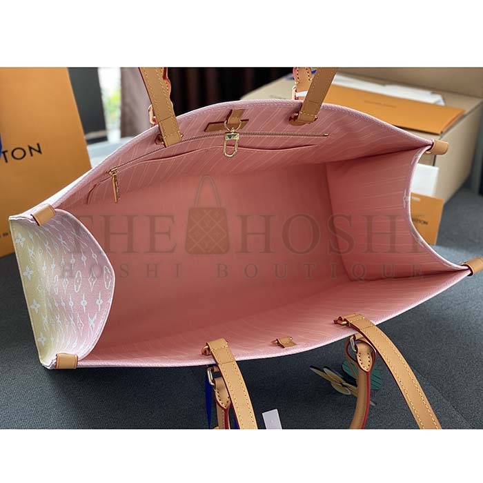 L0vis Vvtt0n LV Women OnTheGo GM Tote Bag Pink Monogram Giant Coated Canvas Raffia Master Quality