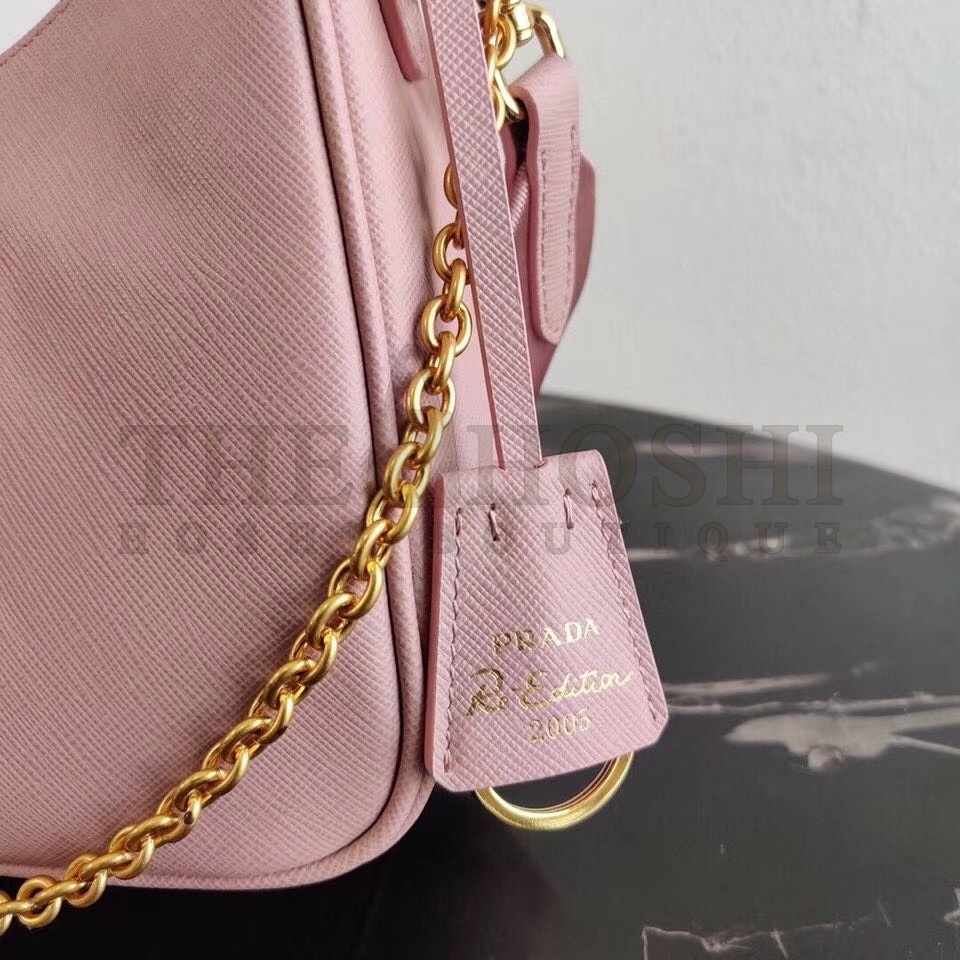 Pra*a Re-Edition 2005 Shoulder Bag In Pink Saffiano Leather Master Quality