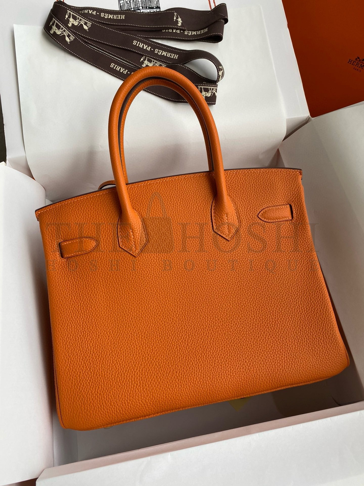 H**me5 Birkin 35 Retourne Handmade Bag in Orange Clemence Leather Master Quality