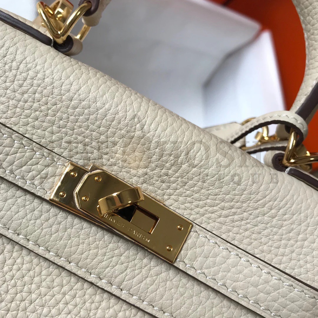 H**me5 Kelly 20cm Bag In Craie Clemence Leather GHW Master Quality