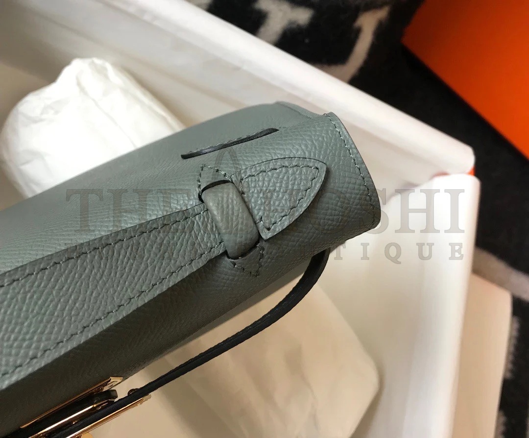 H**me5 Kelly Pochette Clutch Bag In Vert Amande Epsom Leather Master Quality