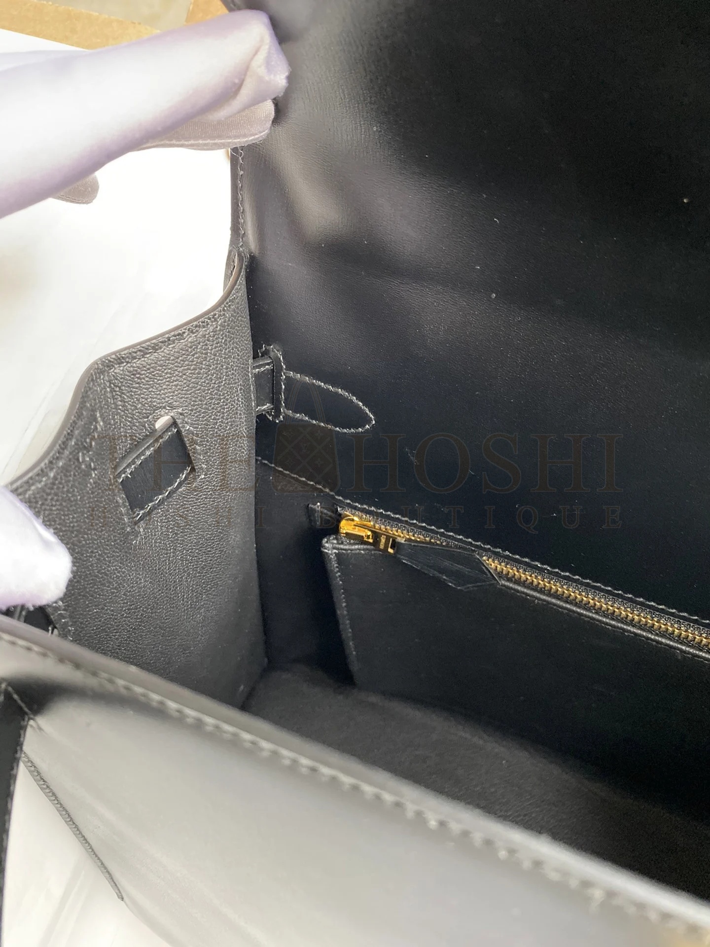 H**me5 Kelly Sellier 32 Handmade Bag In Black Box Calfskin Master Quality