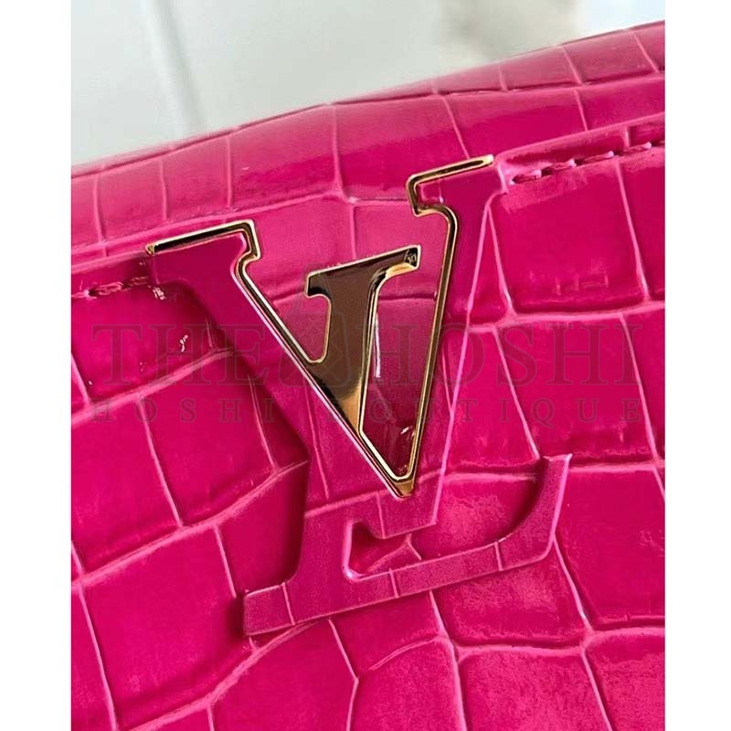 L0vis Vvtt0n LV Women Capucines BB Handbag Pink Crocodilian Leather Master Quality