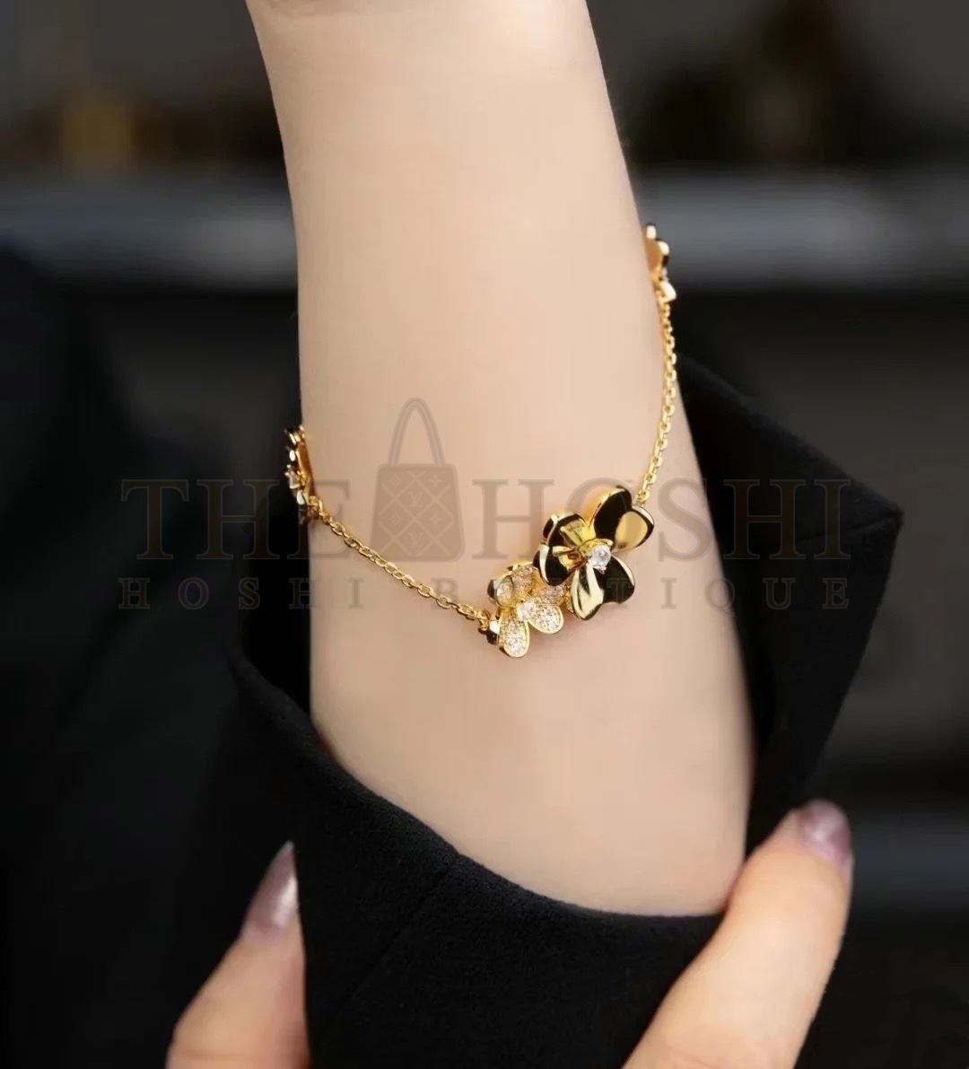 V*n Cl**f & Arpels Gold Flower Bracelet, Frivole bracelet, 5 flowers Master Quality