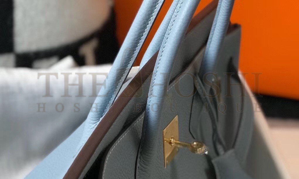 H**me5 Birkin 35 Bag in Blue Lin Clemence Leather with GHW Master Quality