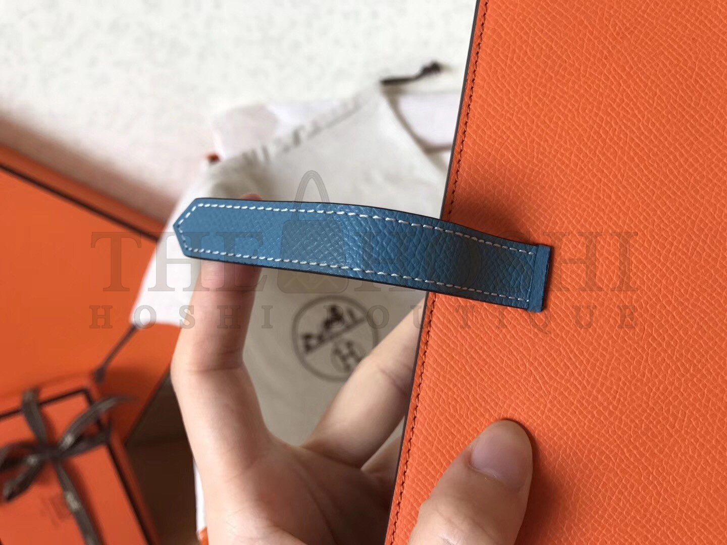 H**me5 Bi-Color Epsom Bearn Wallet Orange/Blue Jean Master Quality