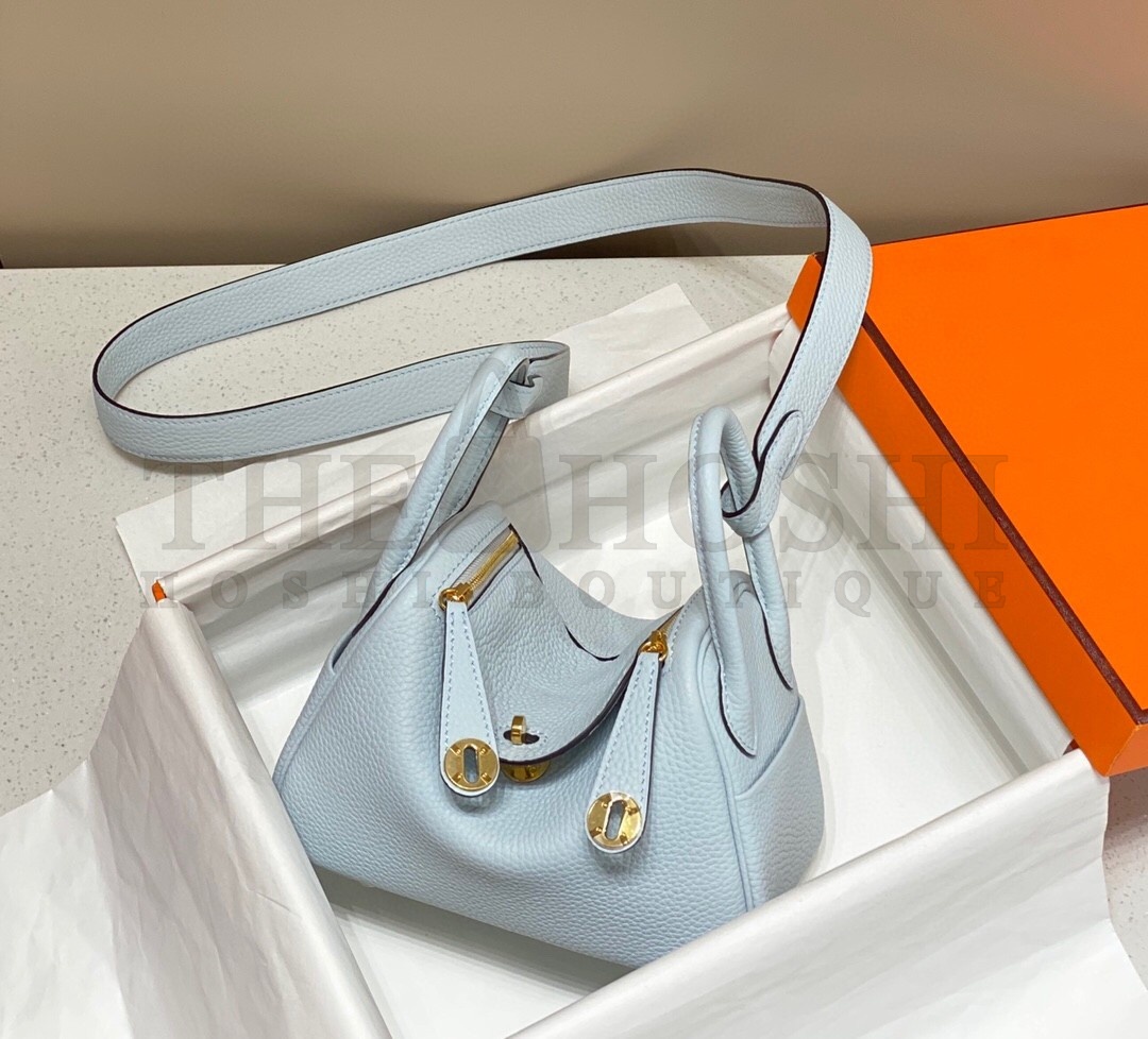 H**me5 Lindy Mini Bag In Blue Brume Clemence Leather GHW Master Quality