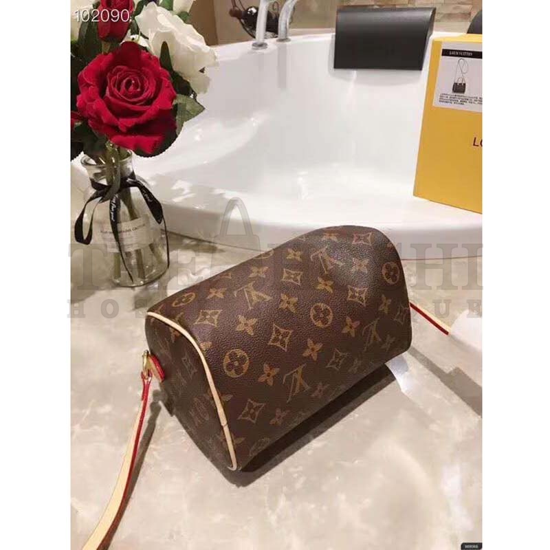L0vis Vvtt0n LV Women Nano Speedy Bag in Monogram Coated Canvas-Brown top 1:1 qualtiy Master Quality