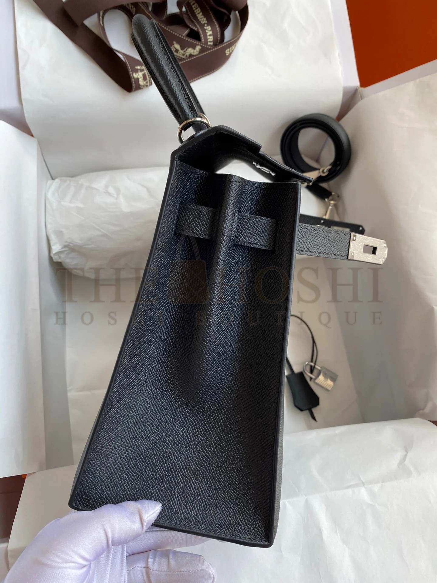 H**me5 Kelly Sellier 28 Handmade Bag In Black Epsom Calfskin Master Quality