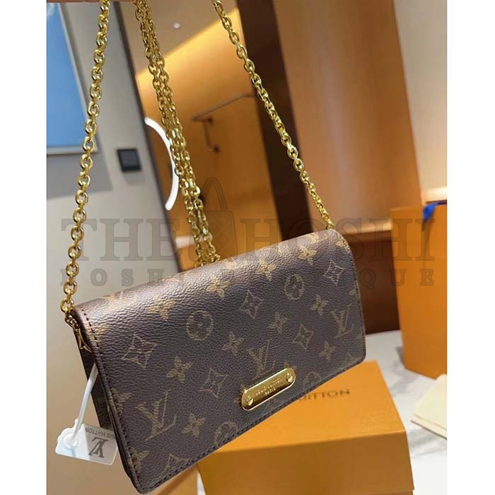 L0vis Vvtt0n LV Women Wallet On Chain Lily Monogram Coated Canvas Flap Closure Master Quality