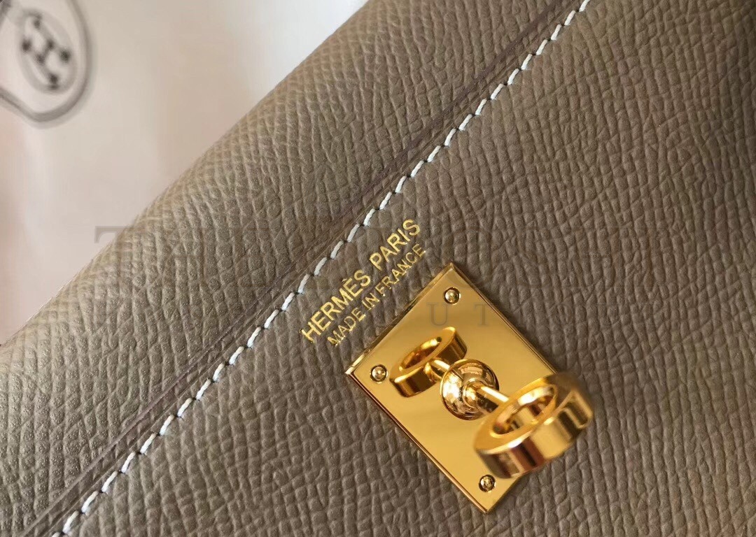 H**me5 Kelly Mini II Bag In Taupe Grey Epsom Leather Master Quality