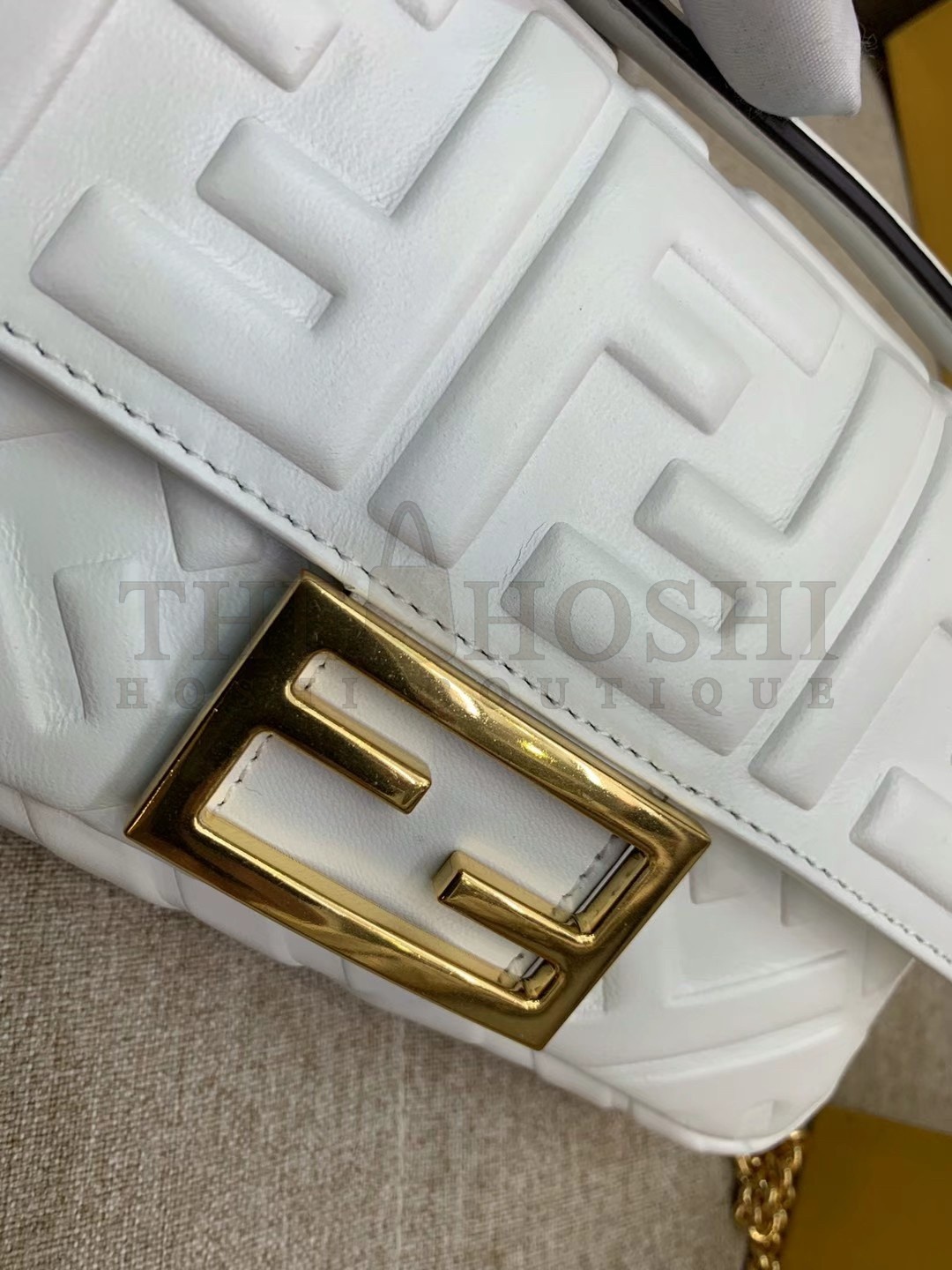 F**di Small Baguette Bag In White FF Nappa Leather Master Quality