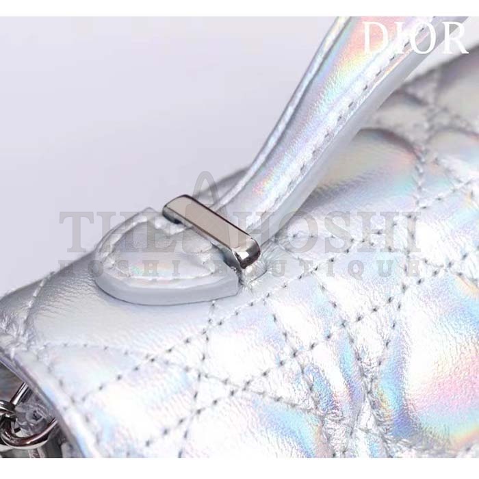 D10r Women CD Miss D10r Mini Bag Silver Metallic Leather Lambskin Master Quality