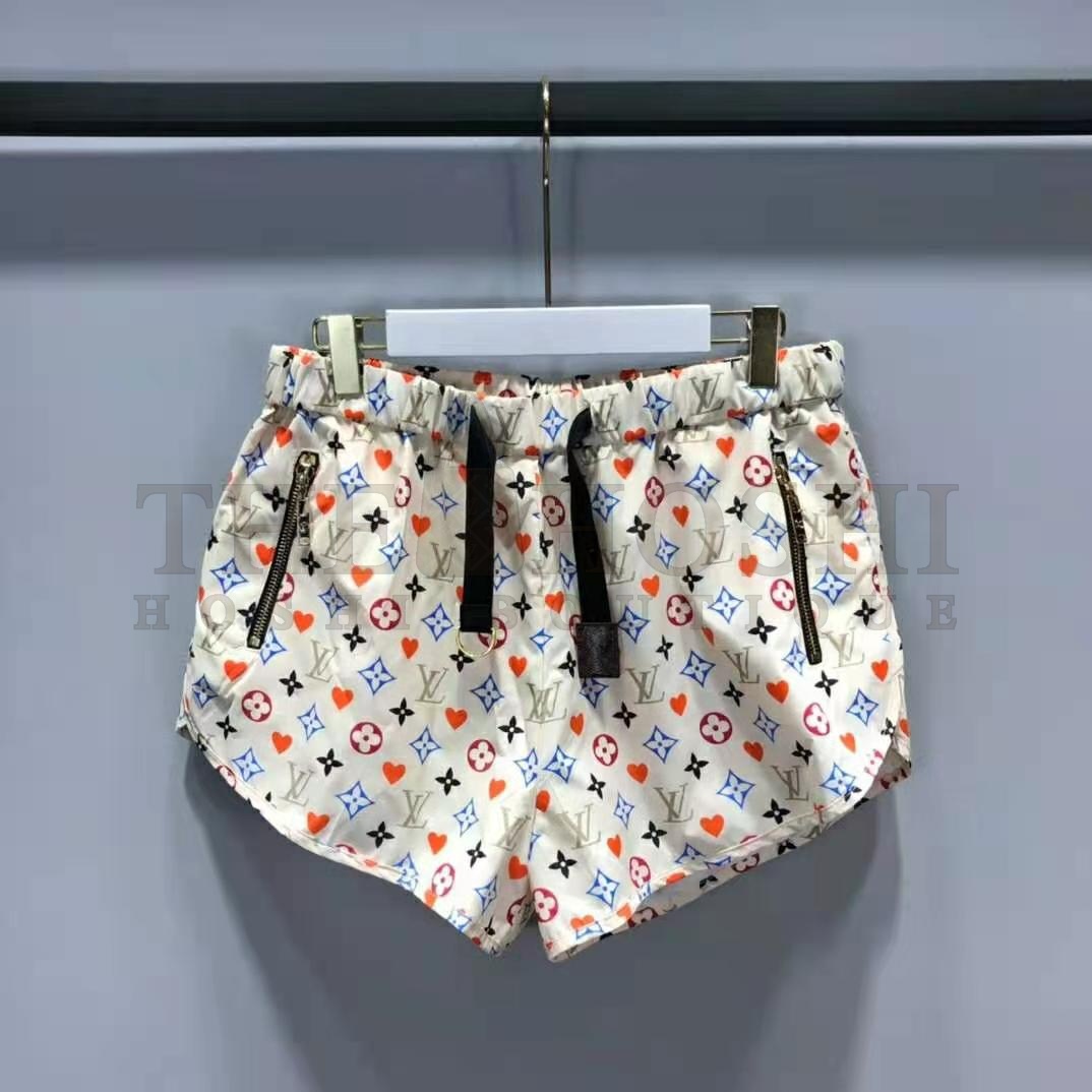 L0vis Vvtt0n Women Game On D-Ring Drawstring Jogging Shorts Monogram Canvas-White Master Quality