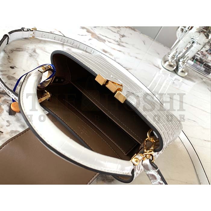 L0vis Vvtt0n LV Women Capucines Mini Handbag Beige Brown Brilliant Crocodilien Leather Master Quality
