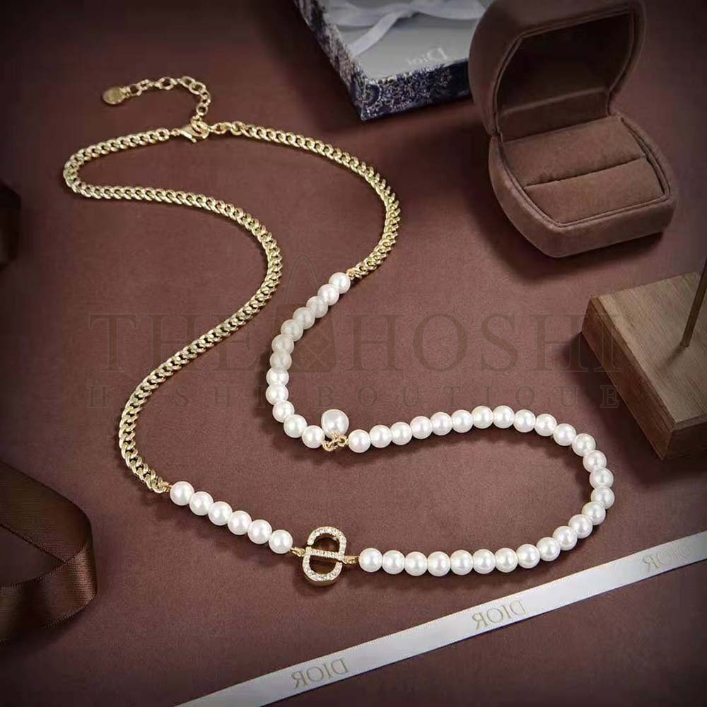 D10r Women 30 Montaigne Long Necklace Gold-Finish Metal and Silver-Tone Crystals Master Quality