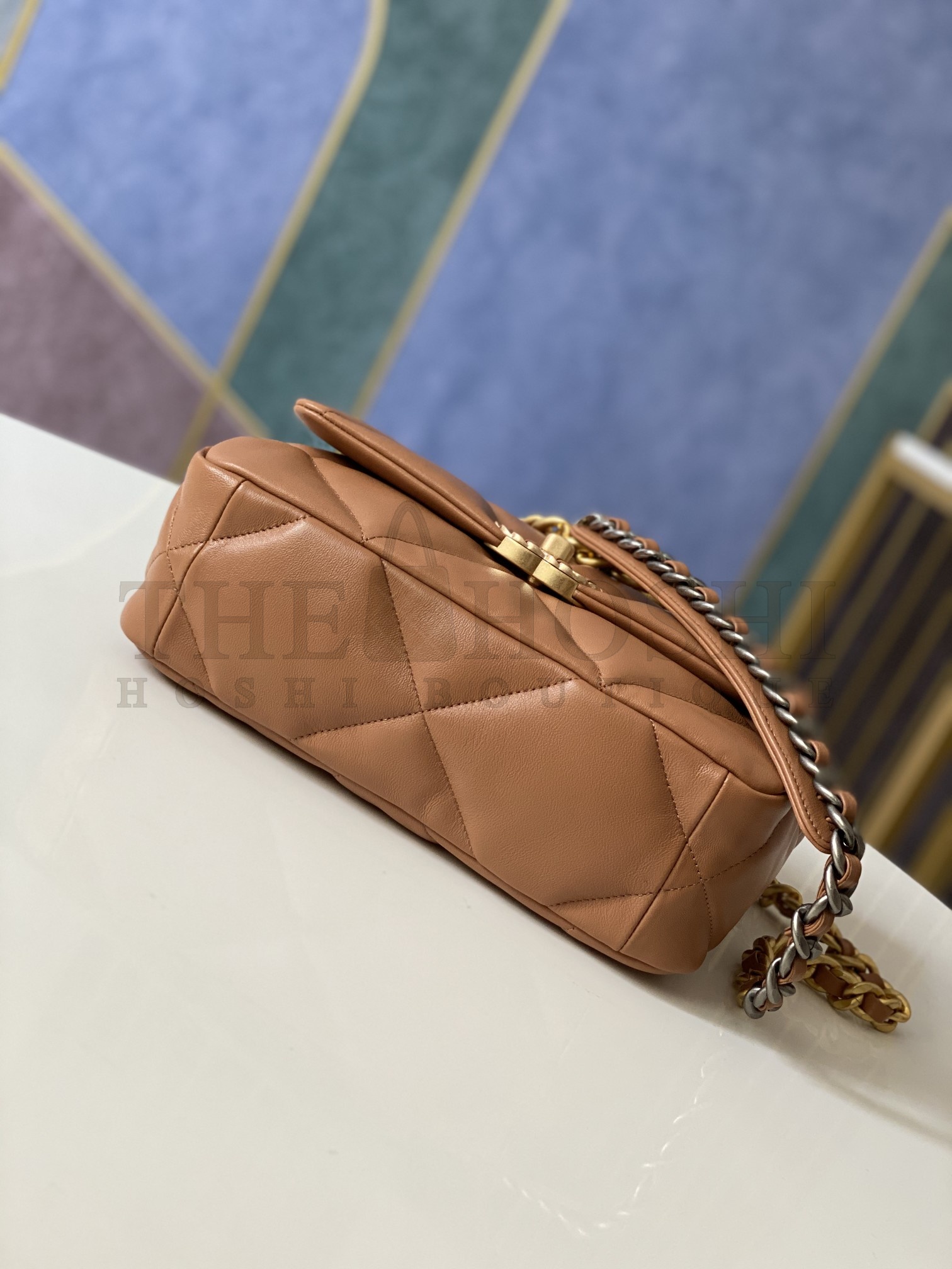 Ch**el Women Ch**el 19 Flap Bag Lambskin Gold Silver-Tone Ruthenium-Finish Metal Brown Master Quality