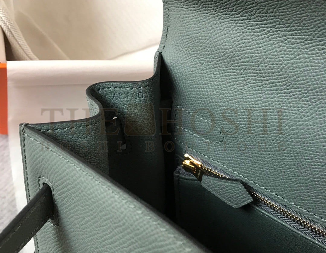 H**me5 Kelly 25cm Sellier Bag in Vert Amande Epsom Calfskin GHW Master Quality