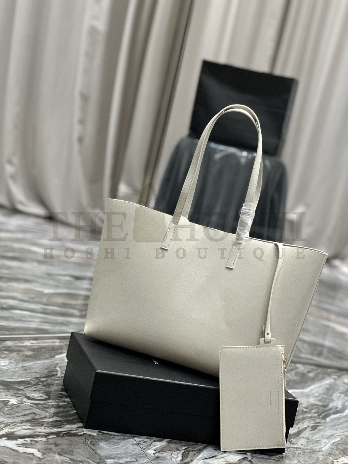 Sa1nt Lau*nt Shopping Tote Bag in White Leather Master Quality