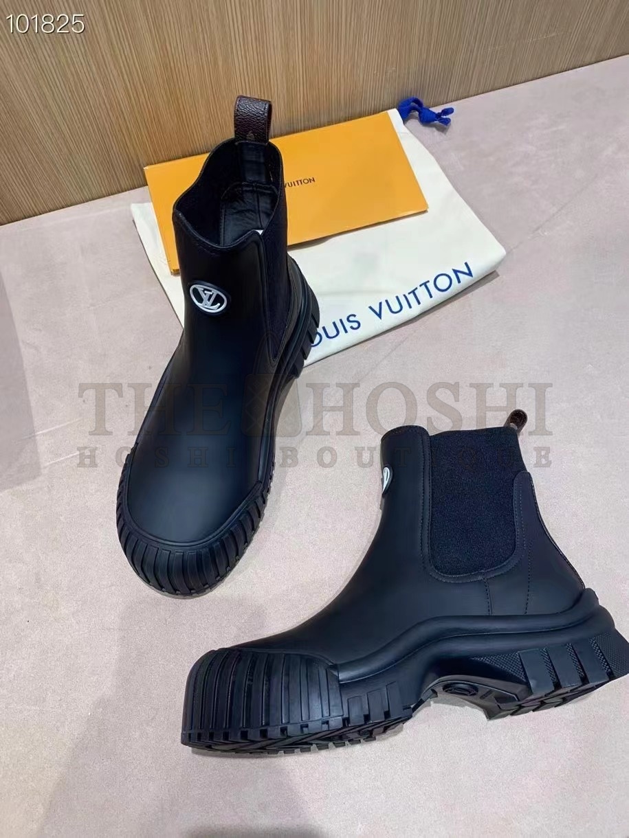 L0vis Vvtt0n Women Shoes LV Ruby Flat Ankle Boot Black Rubberized Calf Leather boots Master Quality