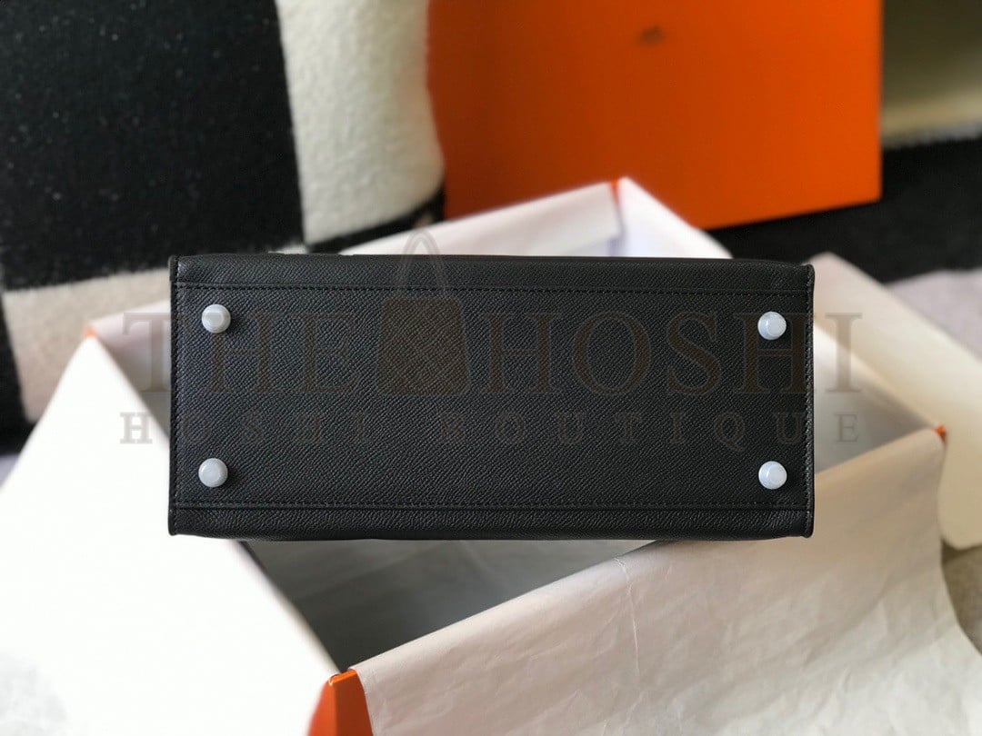 H**me5 Kelly 25cm Sellier Bag in Black Epsom Calfskin PHW Master Quality