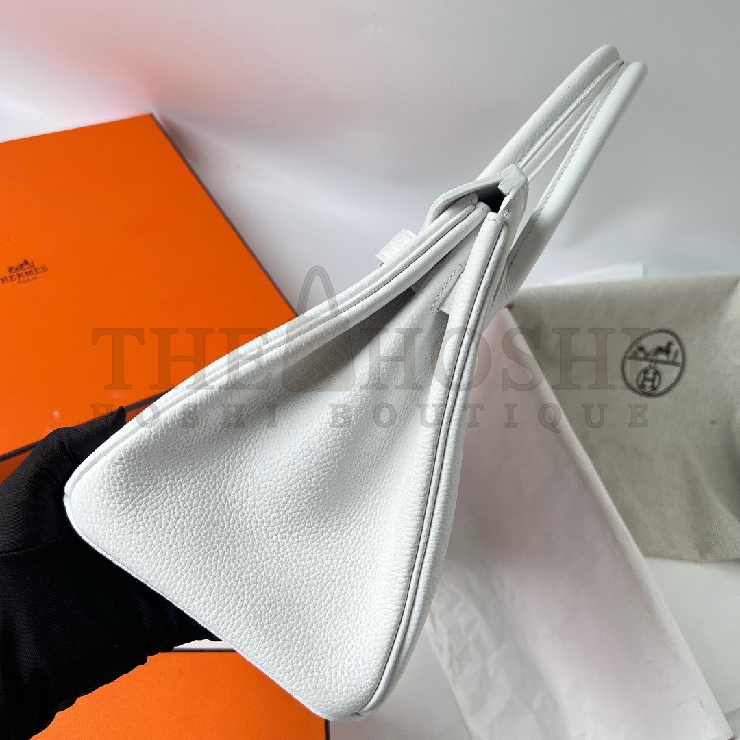 H**me5 Birkin 30 Retourne Handmade Bag In White Clemence Leather Master Quality