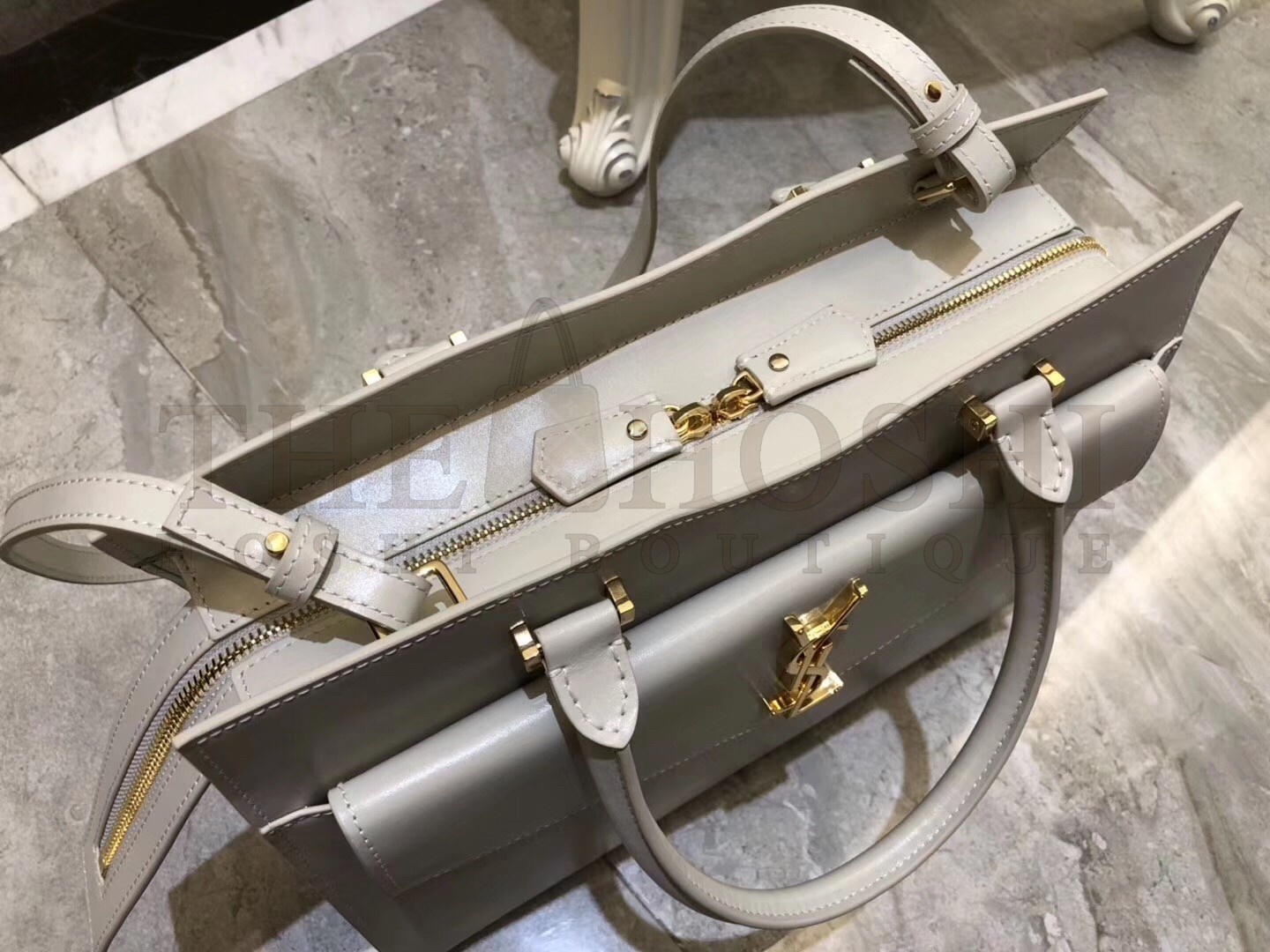 Sa1nt Lau*nt Medium Uptown Tote In Blanc Smooth Leather Master Quality