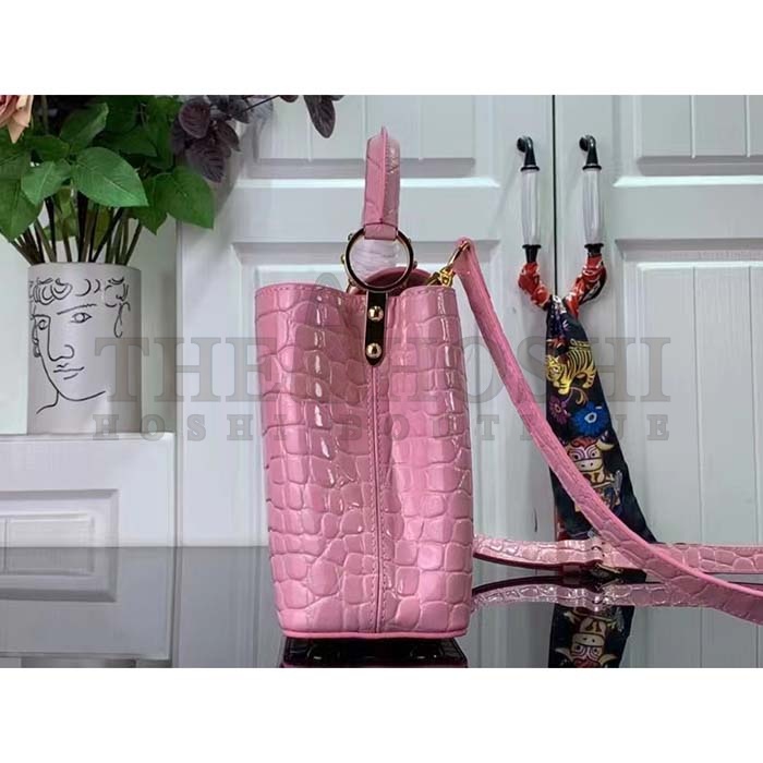 L0vis Vvtt0n LV Women Capucines BB Handbag Pink Crocodilien Brillant Savoir Faire Master Quality