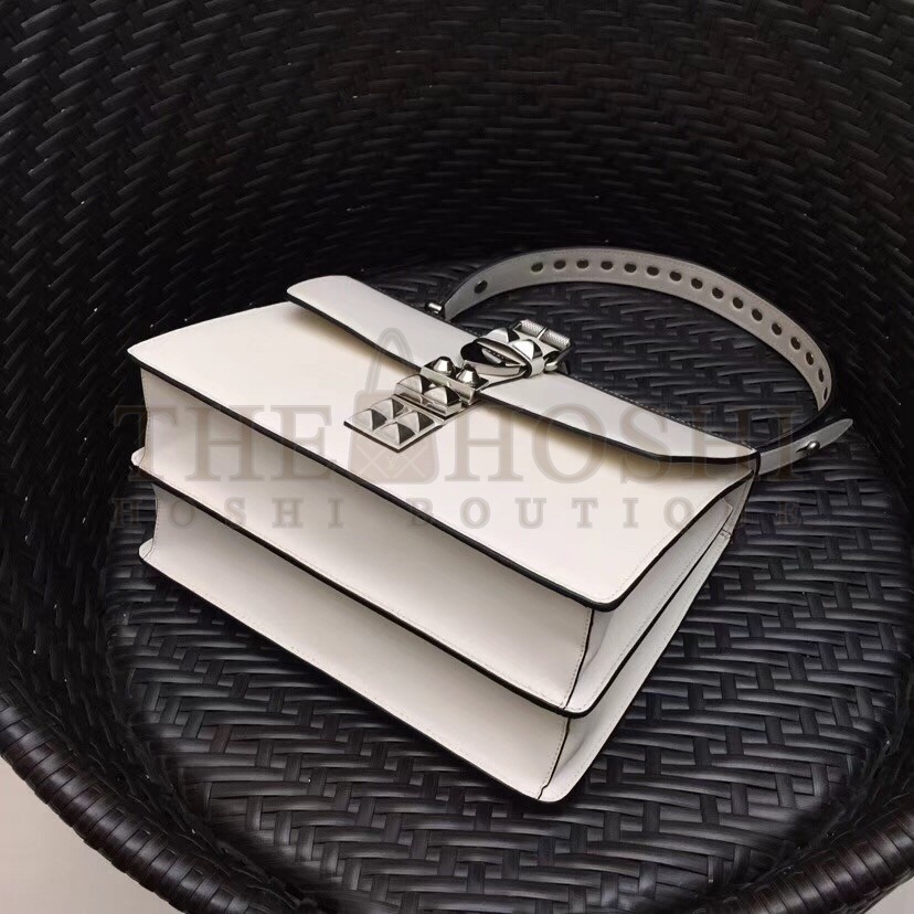 Pra*a Elektra Shoulder Bag In White Calfskin Master Quality