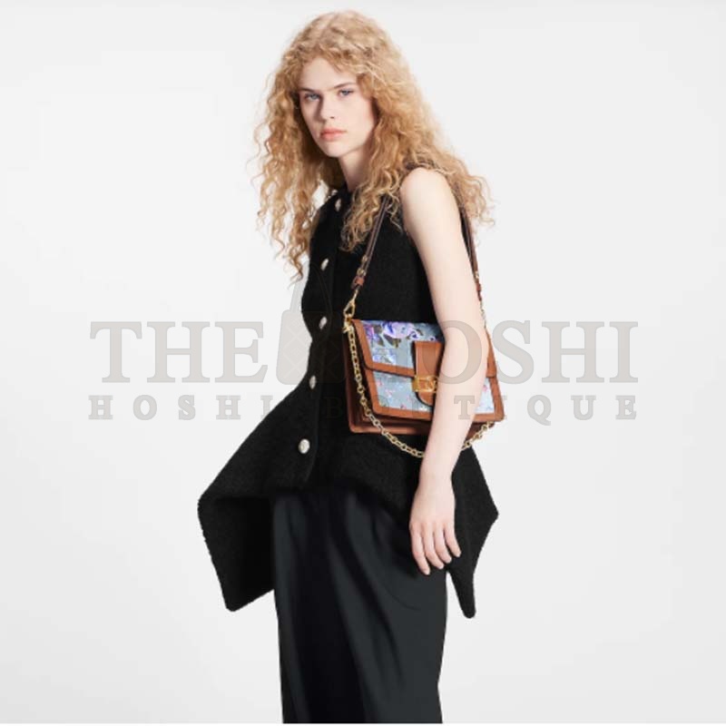 L0vis Vvtt0n LV Women Dauphine MM Handbag Blue Coated Canvas Cowhide Leather Master Quality