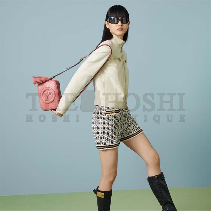 Gvc*1 Women GG Blondie Small Shoulder Bag Pink Leather Zipper Closure Master Quality