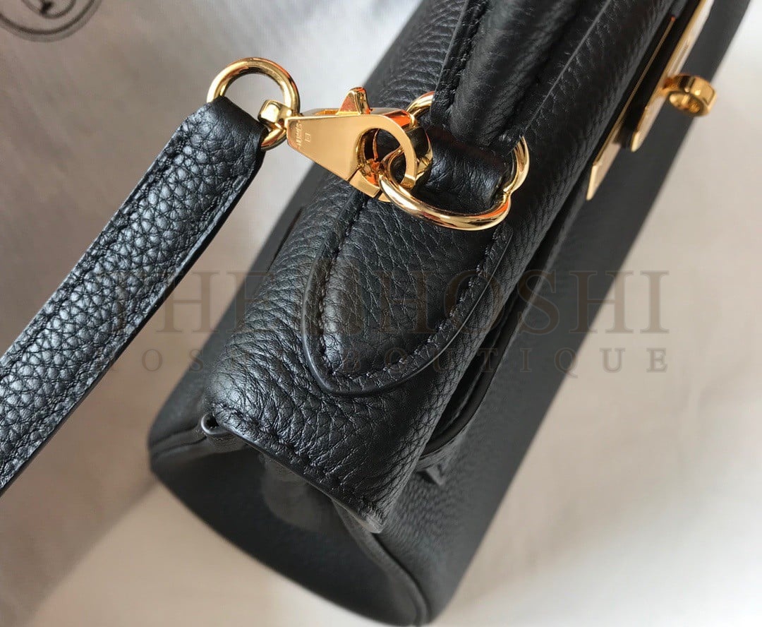 H**me5 Kelly 32cm Retourne Bag in Black Clemence Leather GHW Master Quality