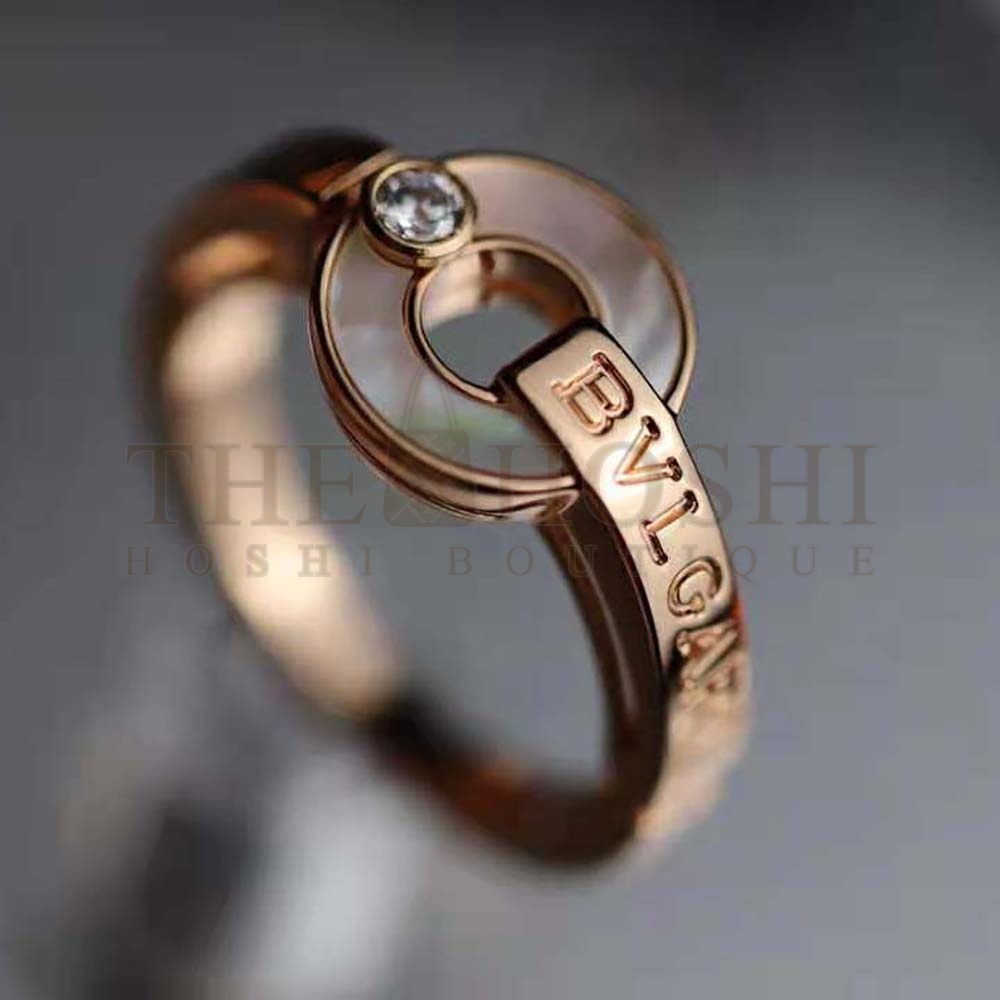 Bv1g*ai Women Openwork 18 KT Rose Gold Ring Master Quality