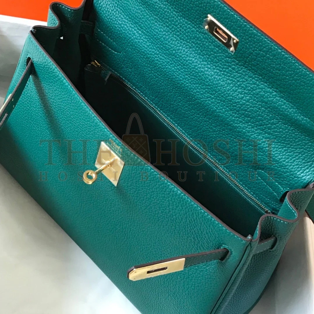 H**me5 Kelly 32cm Retourne Bag in Malachite Clemence Leather GHW Master Quality