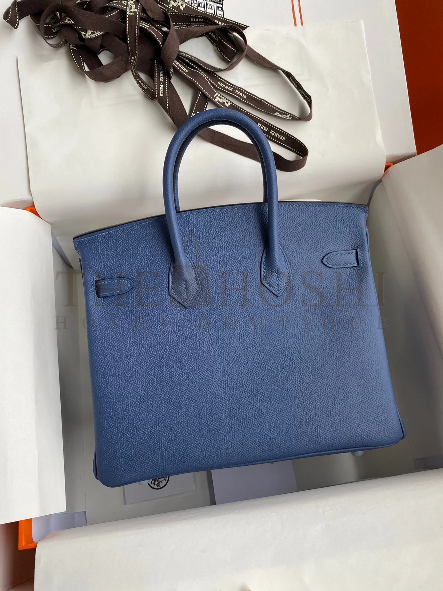 H**me5 Birkin 25 Retourne Handmade Bag In Blue Agate Epsom Calfskin Master Quality