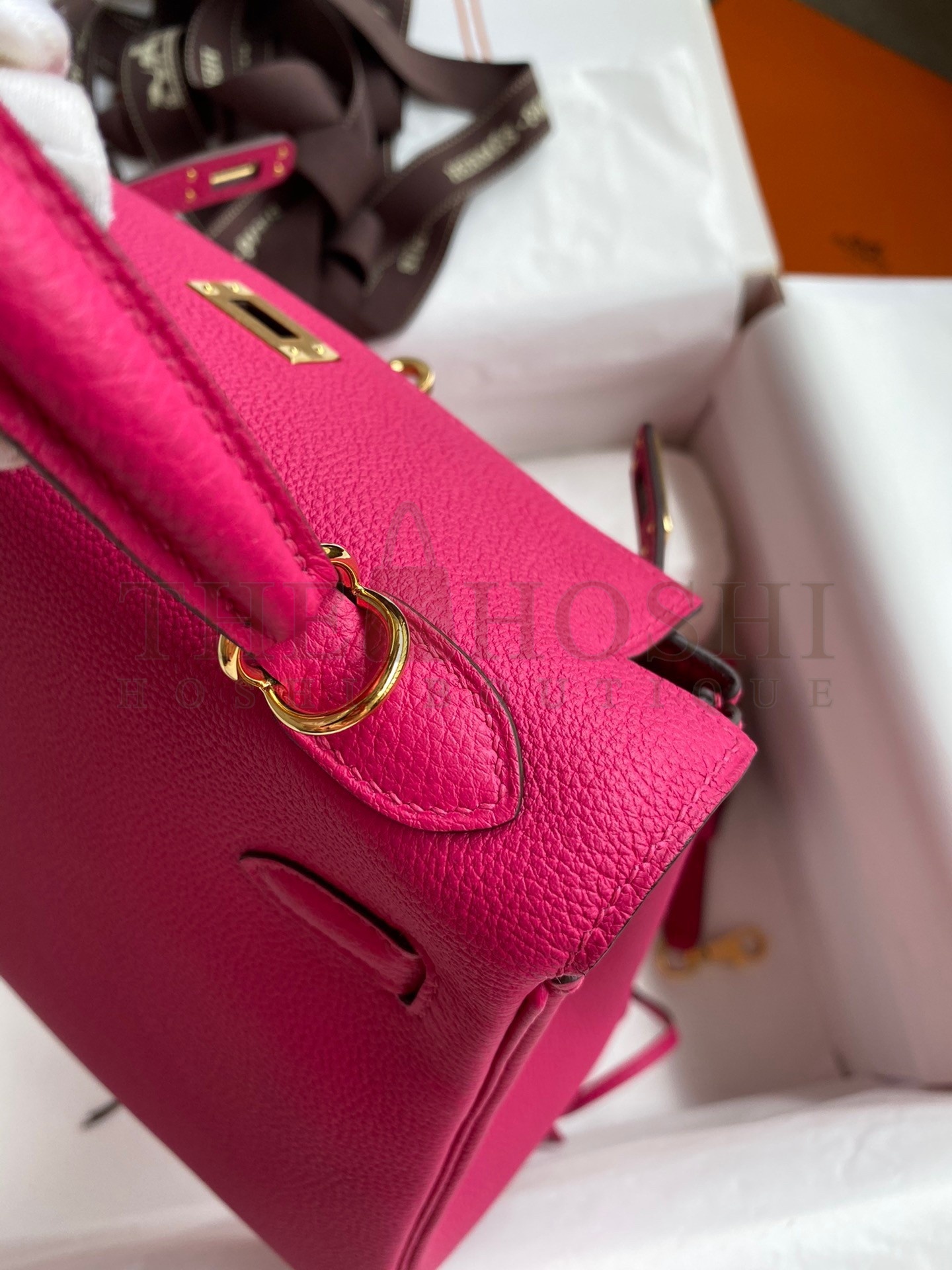 H**me5 Kelly Retourne 25 Handmade Bag In Framboise Clemence Leather Master Quality