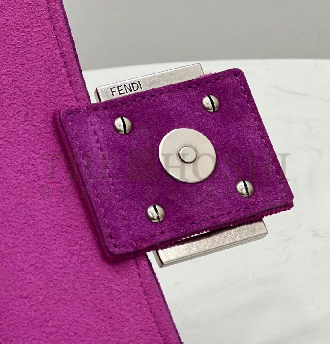 F**di Baguette Chain Midi Bag In Fuchsia FF Fabric Master Quality