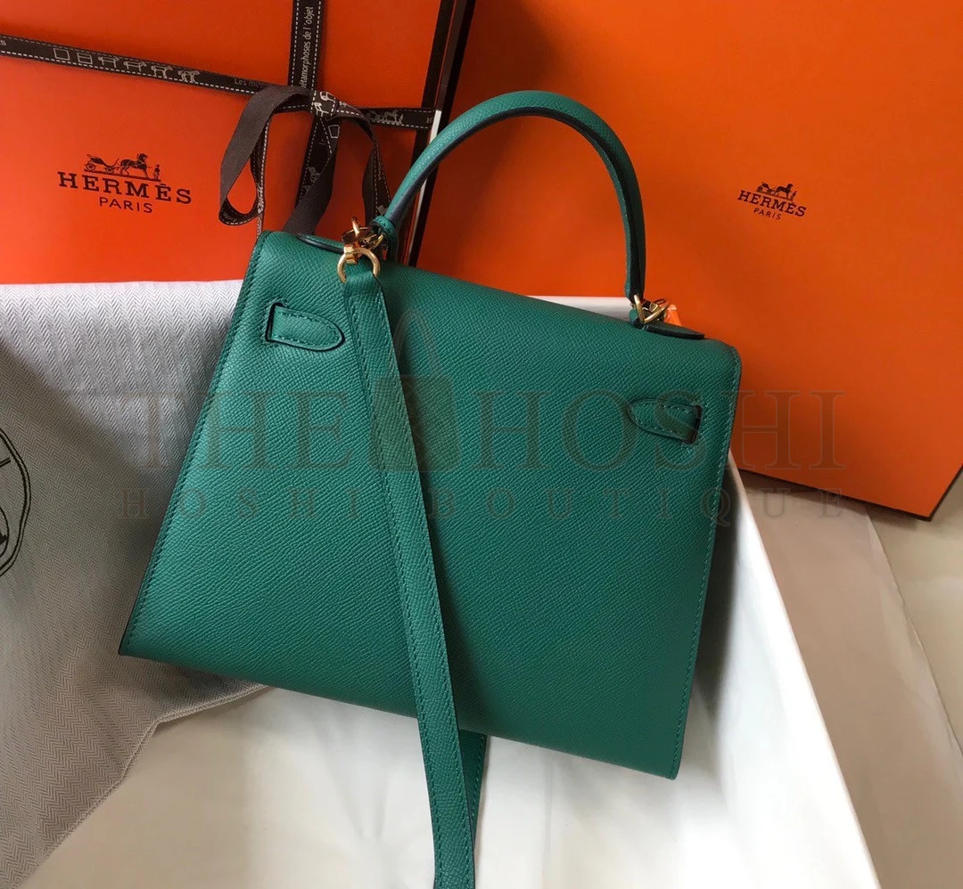 H**me5 Kelly 25cm Sellier Bag in Malachite Epsom Calfskin GHW Master Quality