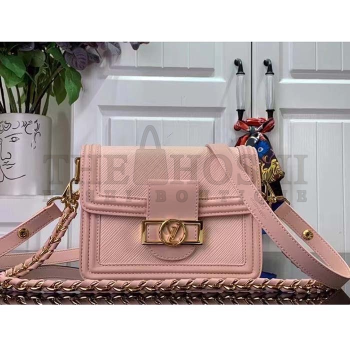 L0vis Vvtt0n LV Women Mini Dauphine Handbag Pink Epi Grained Cowhide Leather Master Quality