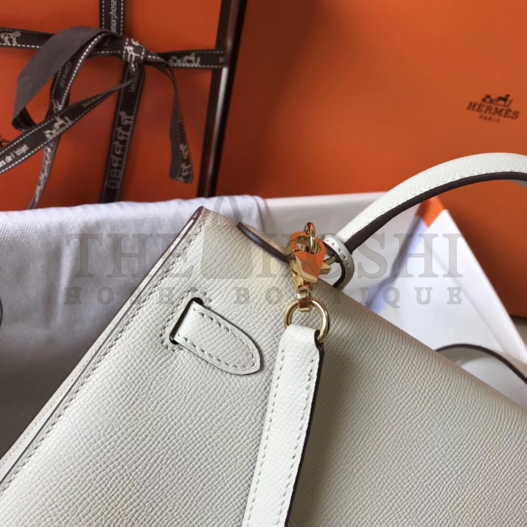 H**me5 Kelly 25cm Sellier Bag In White Epsom Leather Master Quality
