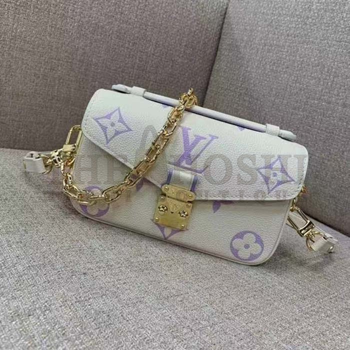 L0vis Vvtt0n LV Women Pochette Metis East West Bag Latte Bubble Tea Purple Embossed Grained Cowhide Leather Master Quality