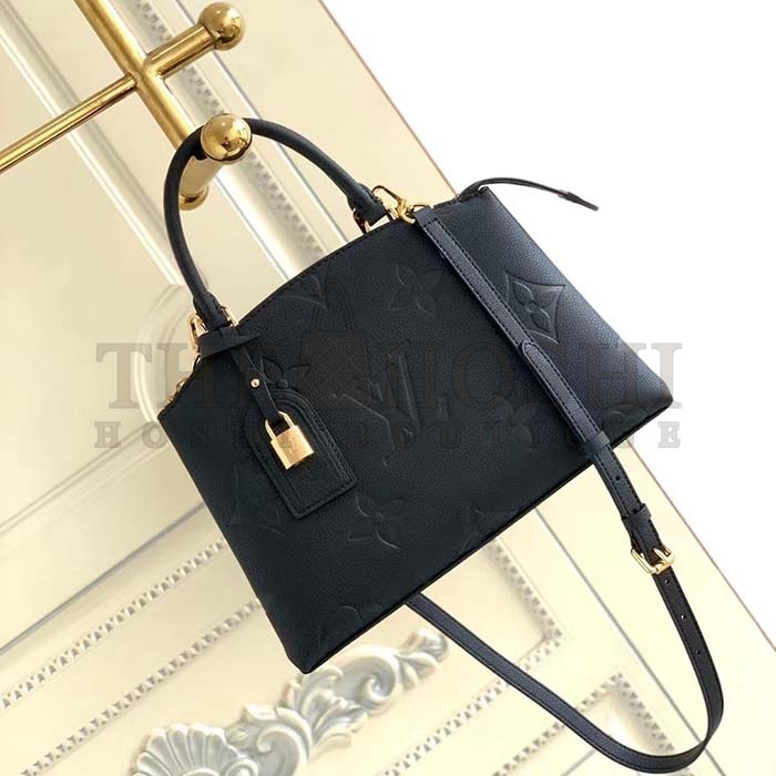 L0vis Vvtt0n LV Women Petit Palais Handbag Noir Embossed Grained Cowhide Leather Master Quality