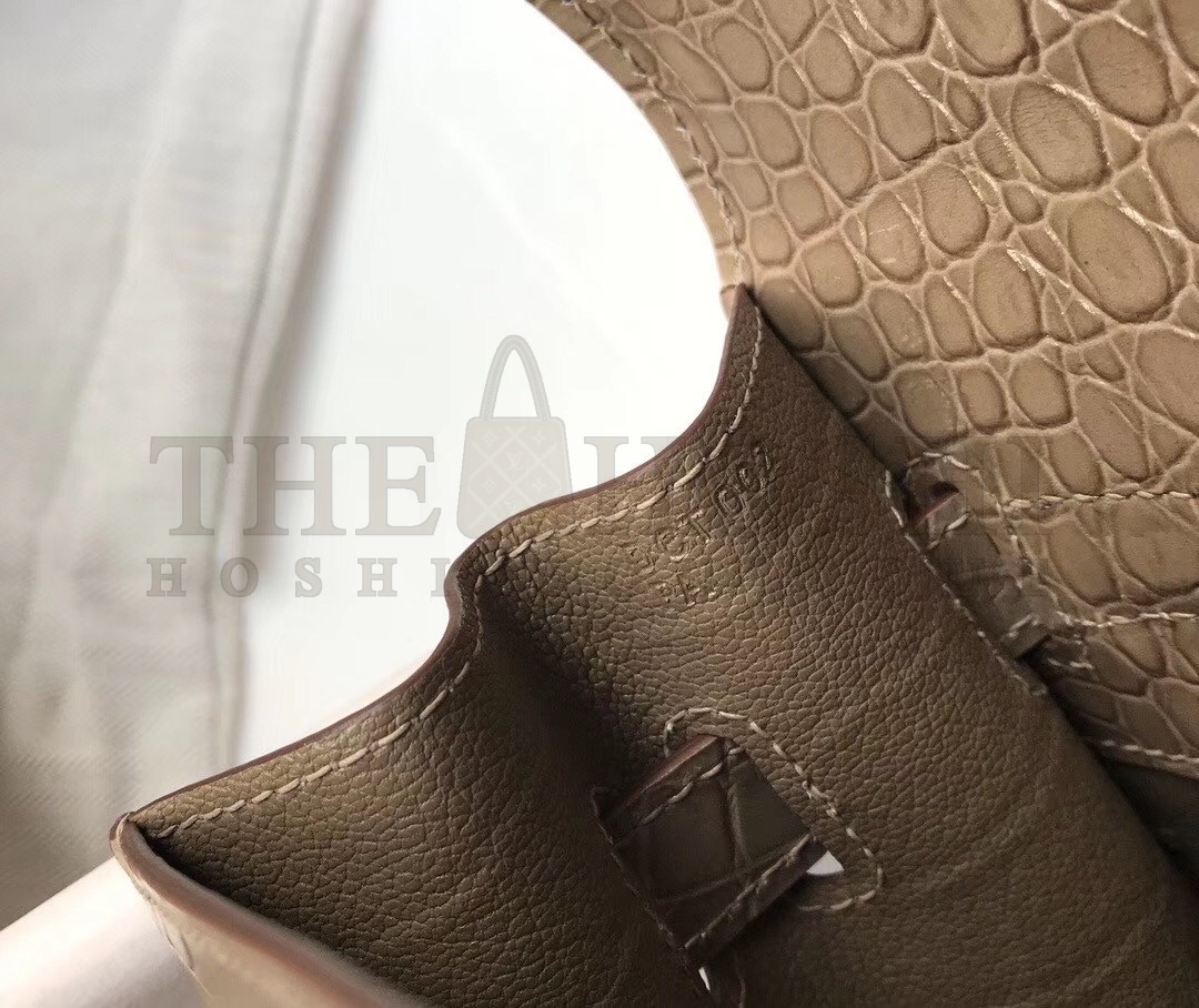 H**me5 Kelly 25cm Bag In Taupe Embossed Crocodile Master Quality